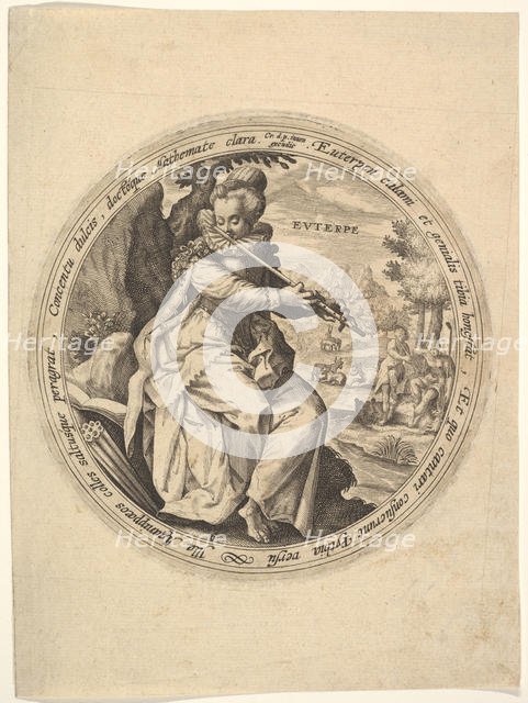 Euterpe, from The Muses. Creator: Crispijn de Passe I.