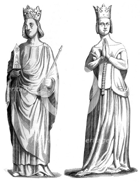 King Charles V of France (1337-1380) and Joanna of Bourbon (1338-1378), 1849. Artist: Unknown