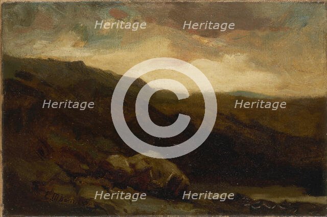 Untitled (mountainous landscape with rock and stream in foreground), n.d. Creator: Edward Mitchell Bannister.