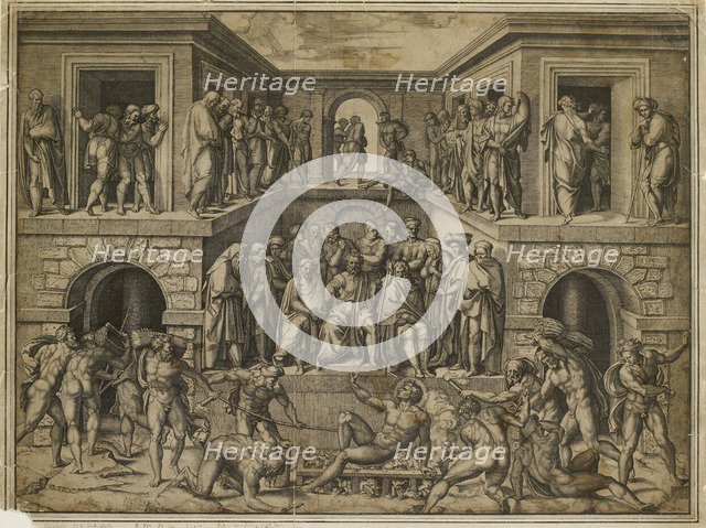 The Martyrdom of St Lawrence, c1525. Artist: Marcantonio Raimondi.