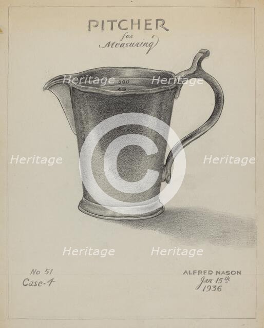 Pewter Pitcher, 1936. Creator: Alfred Nason.