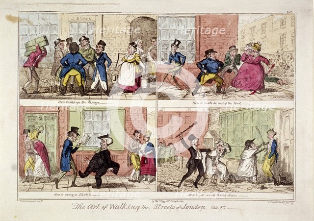 'Walking the streets of London', 1818. Artist: George Cruikshank