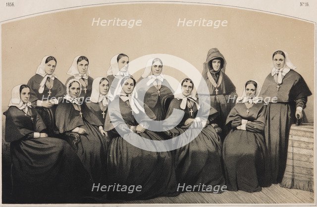 The nurses of the Krestovozdvizhenskaya Commune of Nurses, 1854. Artist: Timm, Vasily (George Wilhelm) (1820-1895)