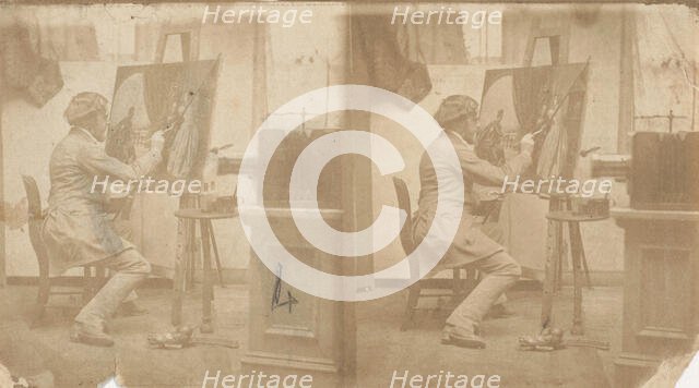 Painter at Work in Studio, 1850s. Creator: Unknown.