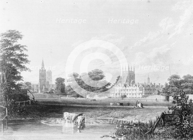 Merton College, Oxford University, Oxfordshire, from the River Cherwell, c1860-c1922. Artist: Unknown