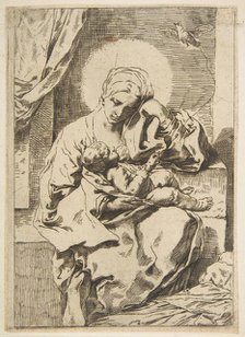 Madonna and Child with a bird, copy in reverse after Cantarini, ca. 1635-1636 or after. Creator: Unknown.