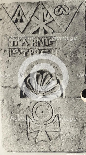 Funerary Stele with Chi-Rho and Alpha and Omega, Egypt, 7th-8th century. Creator: Unknown.