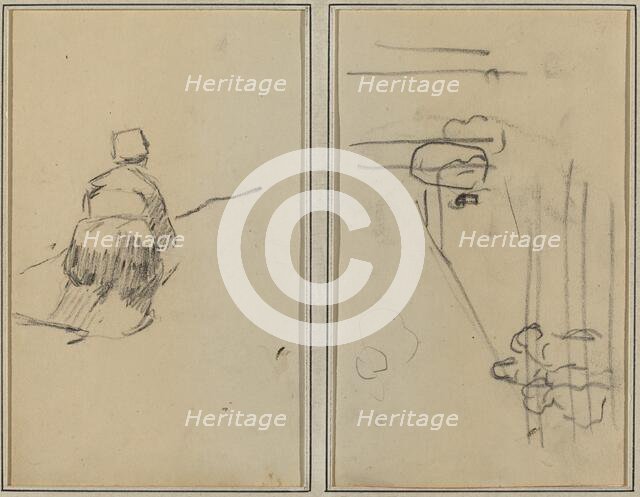 A Breton Woman Walking; Sketch with Stairs [verso], 1884-1888. Creator: Paul Gauguin.