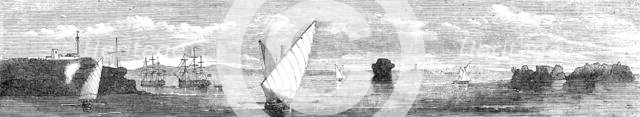 The Persian Expedition - Minora Point and Lighthouse, Kurrachee Harbour, Oyster Rock..., 1857. Creator: Unknown.