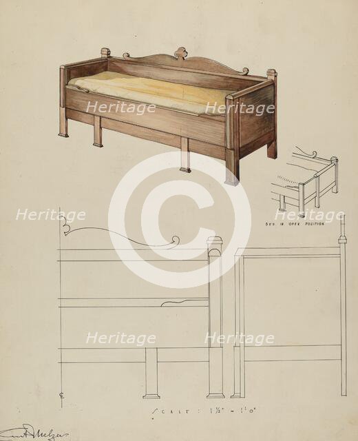 Settee and Folding Bed, 1935/1942. Creator: Kurt Melzer.