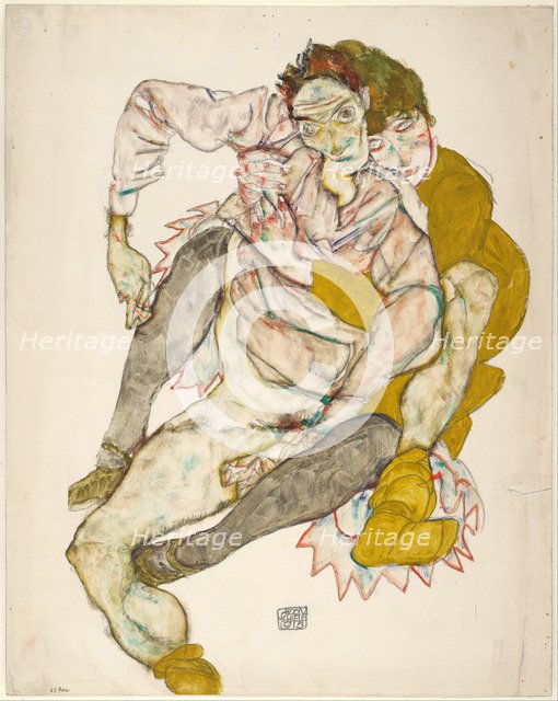 Seated Couple, 1915. Artist: Schiele, Egon (1890–1918)