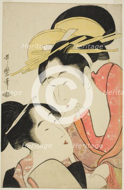 The Habit of Criticizing Others (Ta o soshiru kuse), from the series "Seven Bad Habits...c. 1797. Creator: Kitagawa Utamaro.