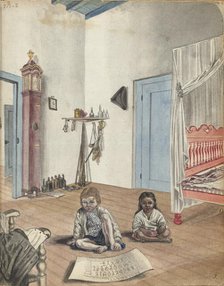 Bedroom with son Jantje and Bietja, an enslaved girl, 1784. Creator: Jan Brandes.