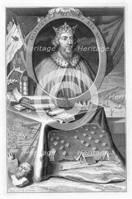 Alfred the Great, King of Wessex, 9th century (18th century). Artist: George Vertue
