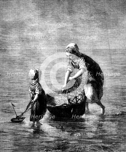 "The Cradle", by J. Israëls, in the International Exhibition, 1862.  Creator: W Thomas.