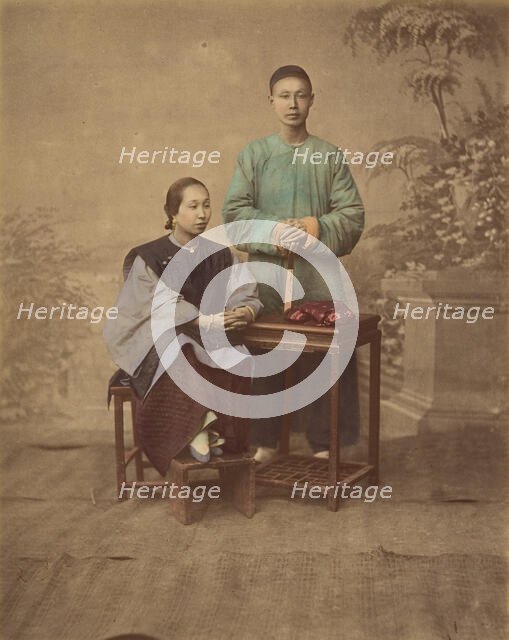 [Portrait of a Chinese Couple], 1870s. Creator: Unknown.