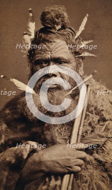 A Maori man with a tattoed face, between 1800 and 1899. Creator: Unknown.