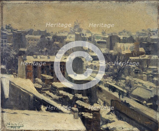 Montmartre under the snow (location of the new racecourse), 1898. Creator: Joseph Le Pan de Ligny.