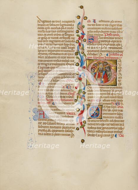 Initial G: All Saints; Missal, between about 1389 and 1400. Creator: Master of the Brussels Initials.