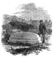 The grave of the late Commodore Burnett, lost in H.M.S. Orpheus, at Manukau, New Zealand, 1864. Creator: Unknown.