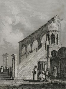 Pulpit on the platform of the Mosque of Omar, Jerusalem, 1840.  Creator: Émile Rouargue.