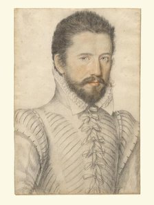 Portrait of a bearded man, half-length, wearing a slashed doublet, about 1575. Creator: Master of the Lecurieux Collection.