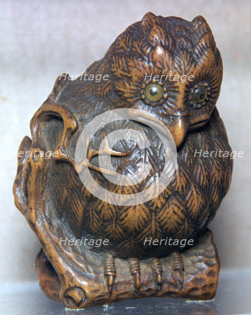 Japanese Netsuke of an owl. Artist: Unknown
