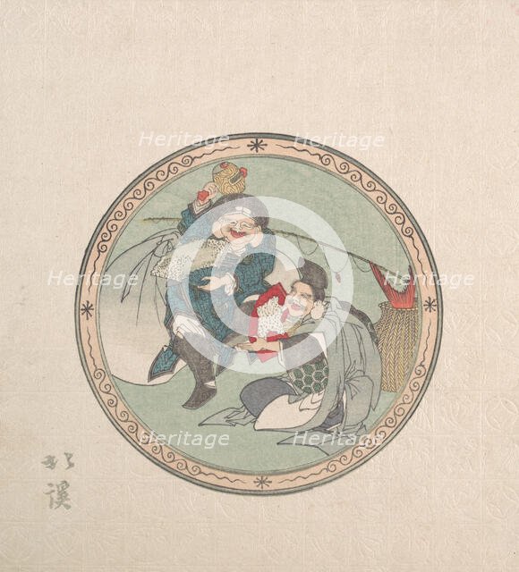 Ebisu and Daikoku; Two of the Seven Gods of Good Fortune, 19th century. Creator: Totoya Hokkei.