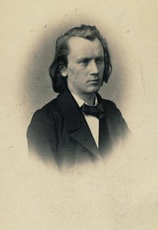 Portrait of the composer Johannes Brahms (1833-1897), ca 1863. Creator: Löwy, Josef (1834-1902).