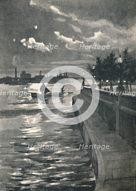 'Westminster from Blackfriars Bridge - Night', 1891. Creator: William Luker.