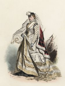 Noble Lady of northern Germany, in the modern age, color engraving 1870.