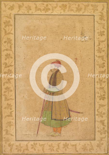 Portrait of Raja Ram Singh of Amber (r. 1667-1688) with a Deccan Sword, c. 1680-1685. Creator: Unknown.