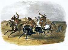 'Horse Racing of Sioux Indians near Fort Pierre', 1843. Artist: Du Casse and Doherty