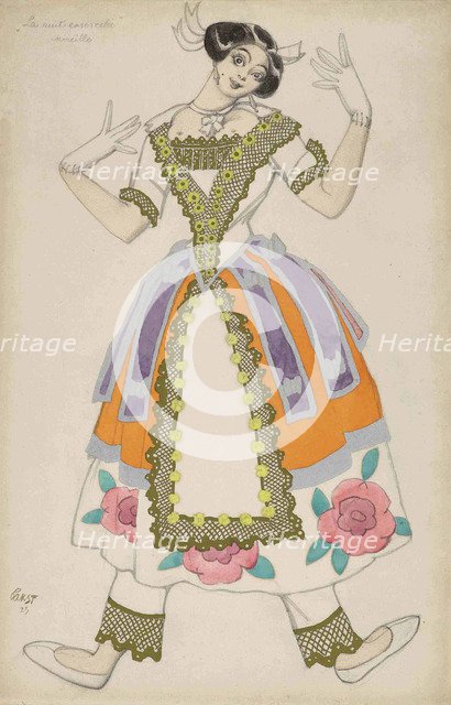 Costume design for the Ballet La Nuit ensorcelée by F. Chopin and L. Aubert, 1923.