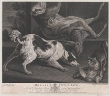 Dogs and Still Life, 1778. Creators: Pierre-Charles Canot, Joseph Farington.