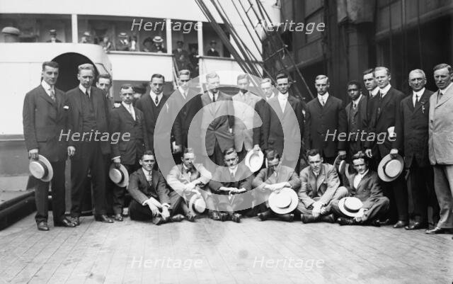 Departure Yale - Harvard Athletes, 1911. Creator: Bain News Service.