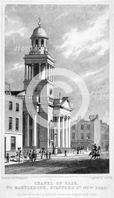 Chapel of Ease which might also be Christ Church, Cosway Street, Marylebone, London, 1827. Artist: Thomas Dale