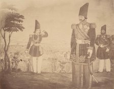 [A Persian revue in a painting that once belonged to Ardeshir Mirza, uncle of the king.], 1840s-60s. Creator: Possibly by Luigi Pesce.