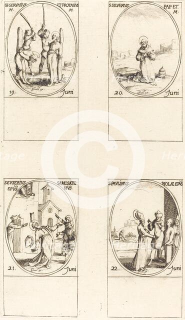Sts. Gervase & Protase; St. Silverius; St. Eusebius of Samosata; St. Paulinus of Nola. Creator: Jacques Callot.