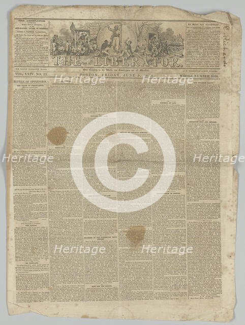The Liberator, Vol. XXIV, No. 23, June 9, 1854. Creator: Unknown.