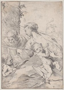 The Holy Family with the infant Saint John holding an apple, ca. 1630. Creator: Pietro Testa.