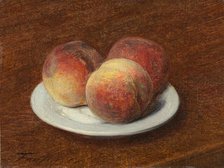 Three Peaches on a Plate, 1868. Creator: Henri Fantin-Latour.