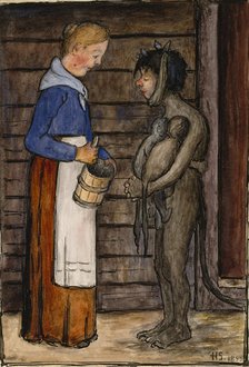 The Farmer's Wife and Poor Devil, 1899. Creator: Hugo Simberg.