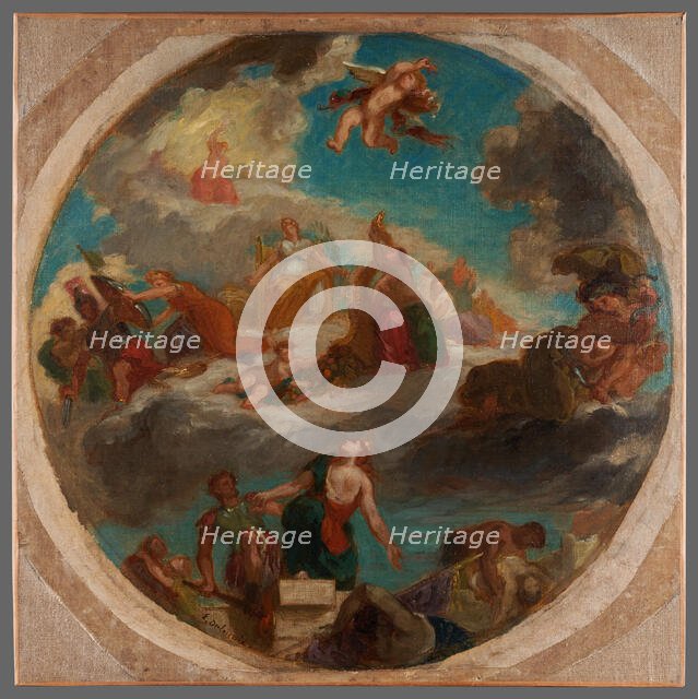 Esquisse pour le Salon de la Paix de l'Hôtel de Ville de Paris : La paix vient..., c.1852-1854. Creator: Pierre Andrieu.