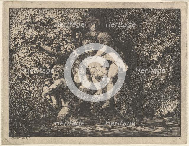 Satyr family, on the move, 18th Century. Creator: Salomon Gessner.
