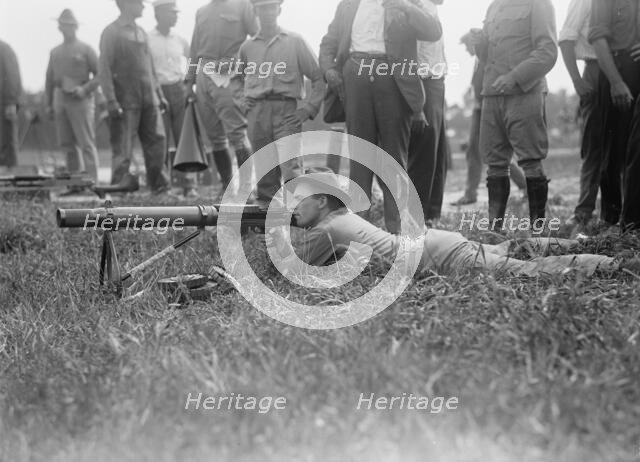 Marine Corps Rifle Range, Lewis Machine Gun Tests, 1917. Creator: Harris & Ewing.