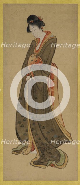 Standing figure of a tall girl, late 18th-early 19th century. Creator: Hokusai.