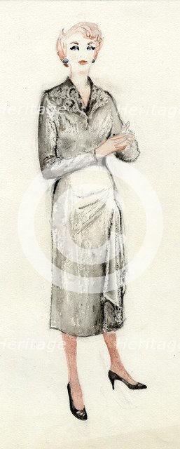 Woman in black dress, c1950. Creator: Shirley Markham.