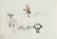 Costume Design Sketches including a Bouffant Skirt, Hat, and Bodice, ca. 1785-90. Creator: Anon.