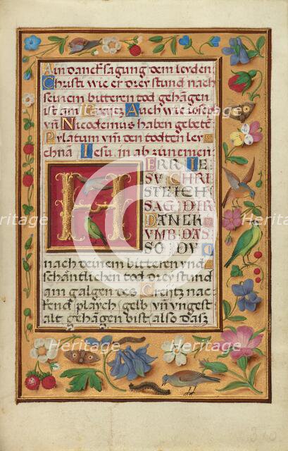 Decorated Text Page; Prayer Book of Cardinal Albrecht of Brandenburg, about 1525-1530. Creator: Simon Bening.